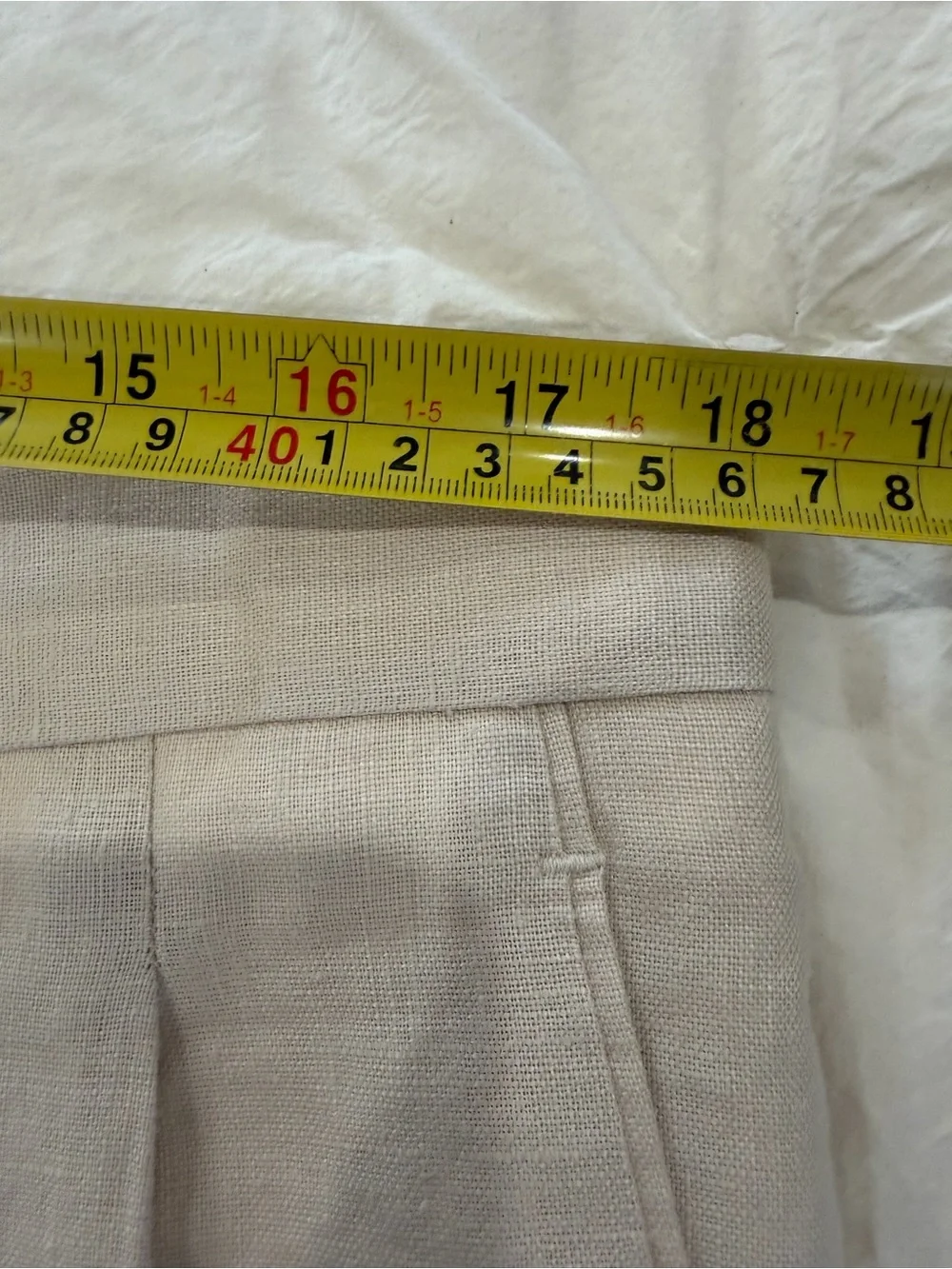 Paul Fredrick Men’s 100% Linen Pleated Dress Pants Ivory Classic Fit 40 Cuff Hem
